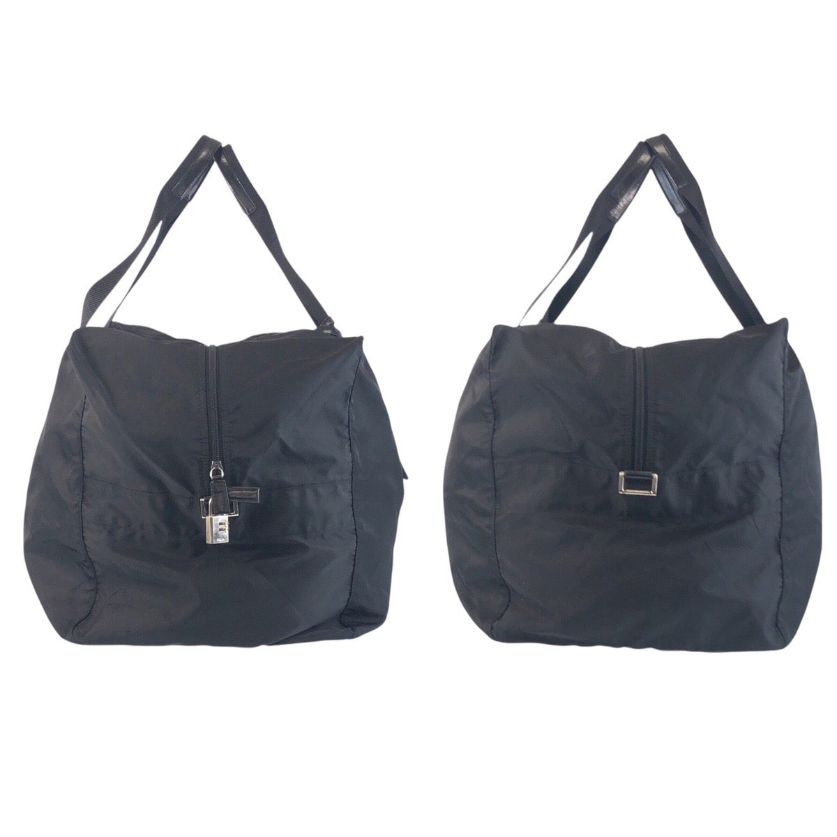 PRADA Boston Duffel bag Nylon Black SilverMetal Boston Duffel bag Shoulder Bag Unisex Test Triangle With logo Women Used Authentic