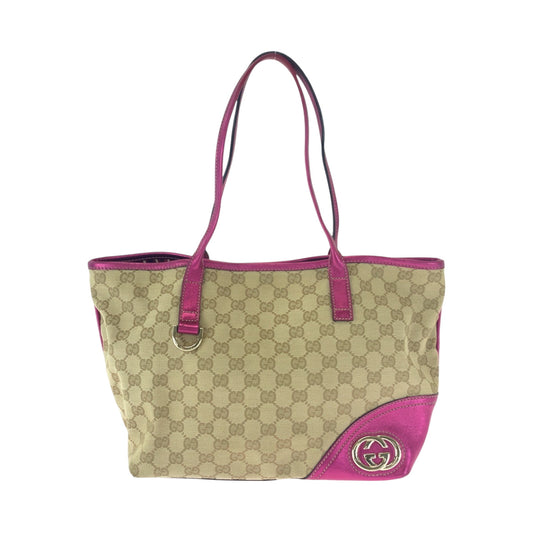 GUCCI Tote Bag 169946 GG canvas beige Tote Bag Shoulder Bag Newbrit Women Used Authentic