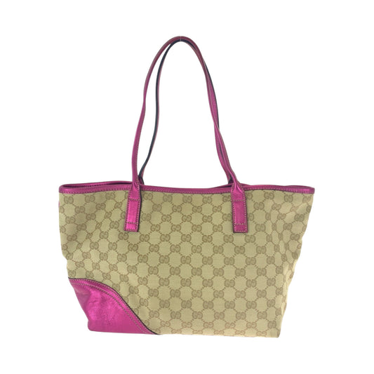 GUCCI Tote Bag 169946 GG canvas beige Tote Bag Shoulder Bag Newbrit Women Used Authentic