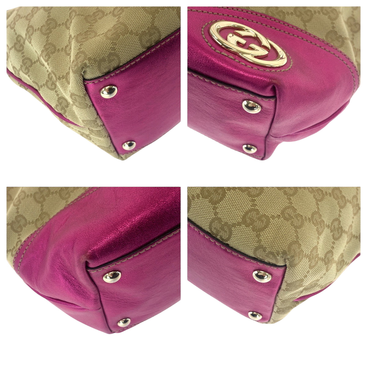 GUCCI Tote Bag 169946 GG canvas beige Tote Bag Shoulder Bag Newbrit Women Used Authentic