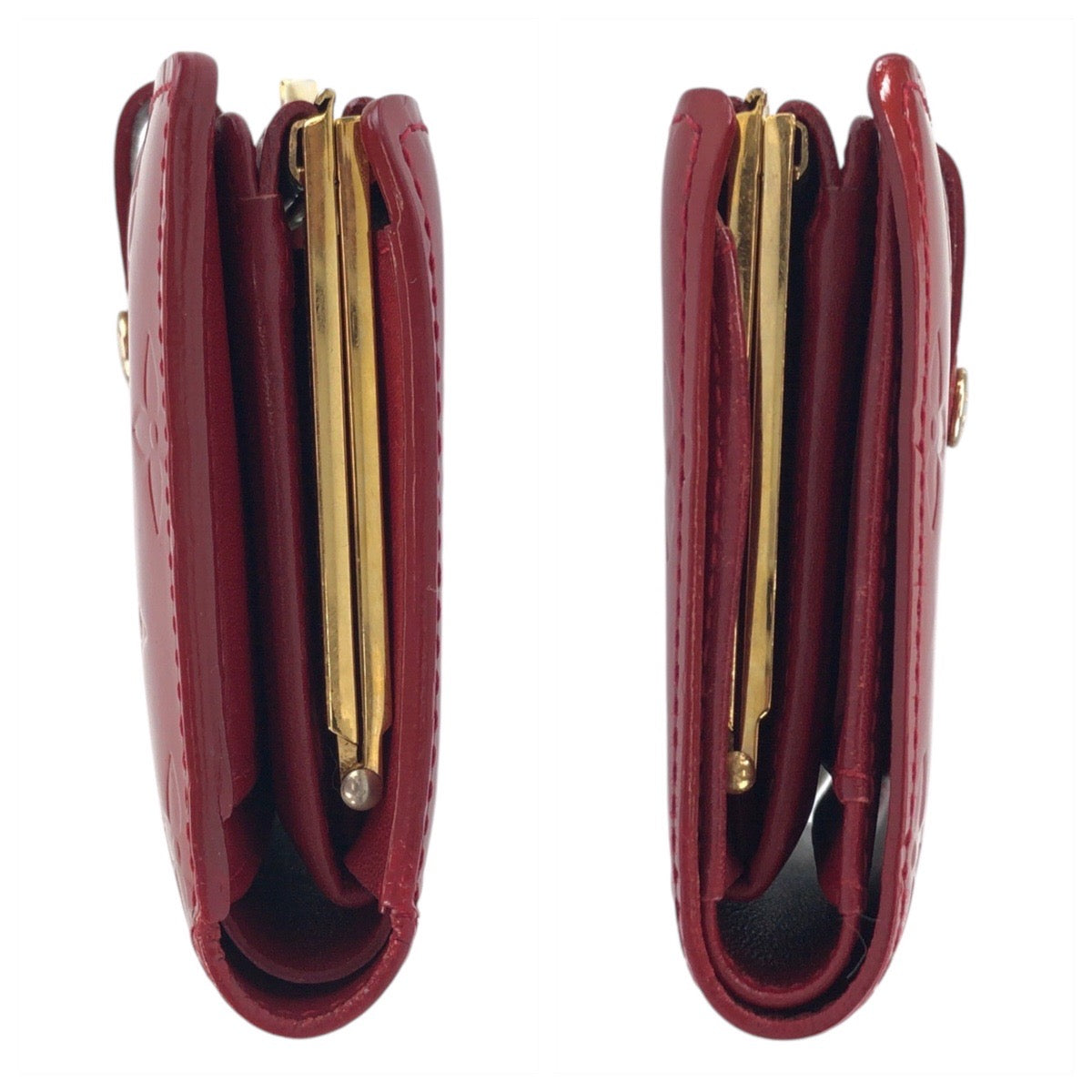 LOUIS VUITTON Bifold Wallet M93528 enamel Red Gold Metal Folding wallet Compact wallet Vernis Portefeuille Viennoiserie Women Used Authentic
