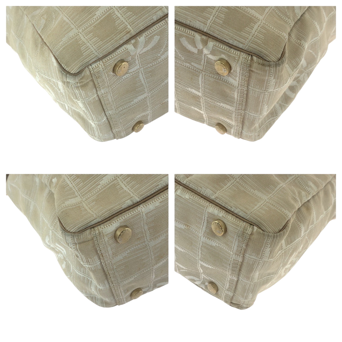 CHANEL Tote Bag Nylon Pink Beige Gold Metal Tote Bag Shoulder Bag New travel line GM COCO Mark Women Used Authentic
