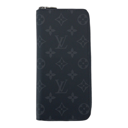 LOUIS VUITTON Long Wallet Purse M62295 PVC black Long Wallet Purse Monogram Eclipse Zippy Wallet Vertical mens Used Authentic