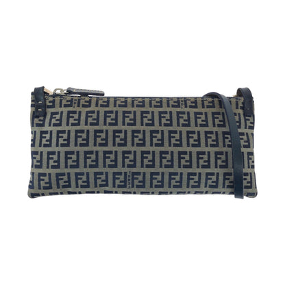 FENDI Shoulder Bag Canvas, Leather gray Shoulder Bag pochette Zucchino Women Used Authentic