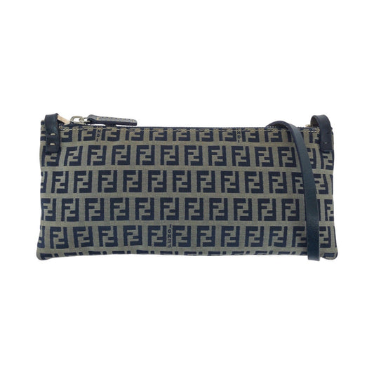 FENDI Shoulder Bag Canvas, Leather gray Shoulder Bag pochette Zucchino Women Used Authentic