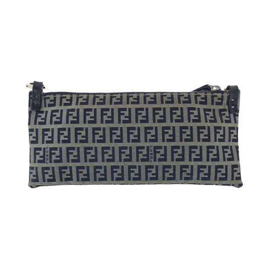 FENDI Shoulder Bag Canvas, Leather gray Shoulder Bag pochette Zucchino Women Used Authentic