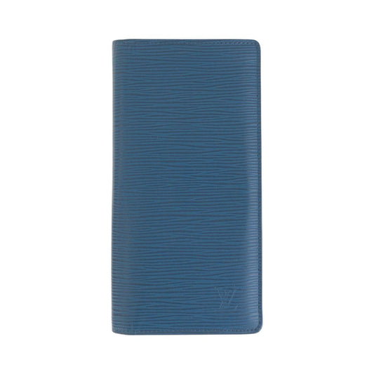 LOUIS VUITTON Long Wallet Purse M60616 leather blue Long Wallet Purse Epi Portefeuille Braza mens Used Authentic