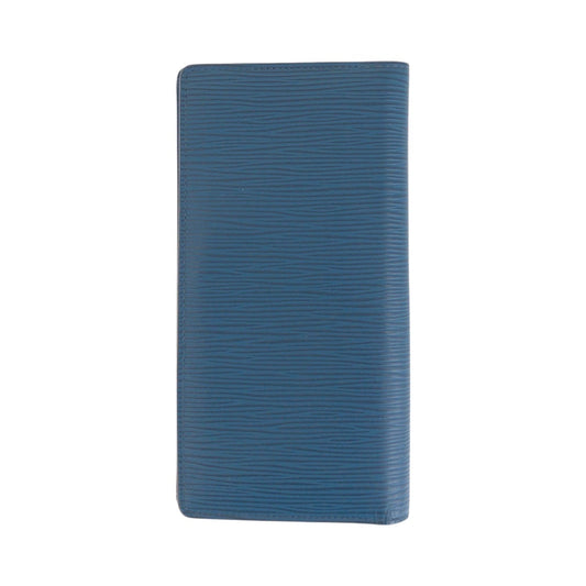 LOUIS VUITTON Long Wallet Purse M60616 leather blue Long Wallet Purse Epi Portefeuille Braza mens Used Authentic