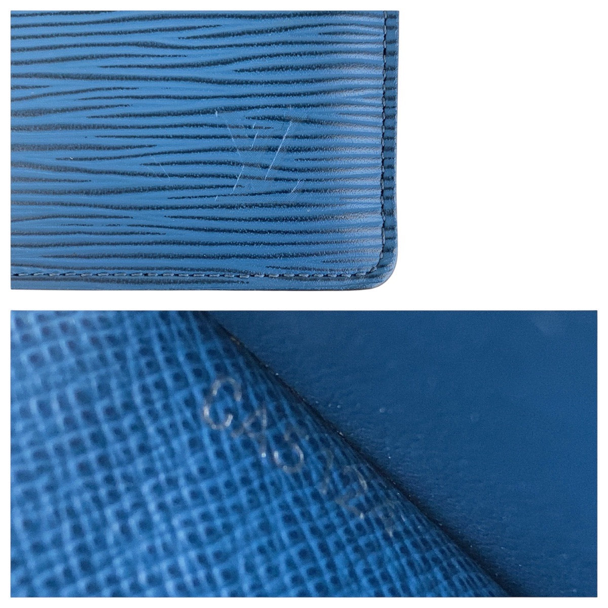LOUIS VUITTON Long Wallet Purse M60616 leather blue Long Wallet Purse Epi Portefeuille Braza mens Used Authentic