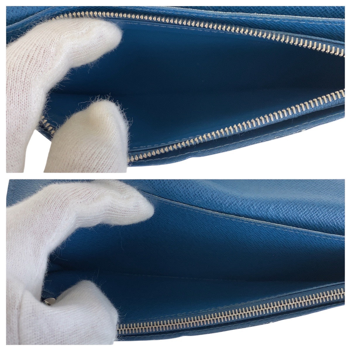 LOUIS VUITTON Long Wallet Purse M60616 leather blue Long Wallet Purse Epi Portefeuille Braza mens Used Authentic