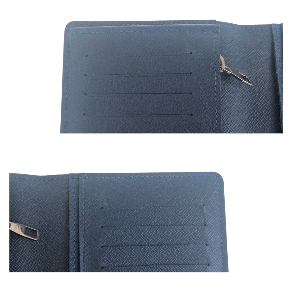 LOUIS VUITTON Long Wallet Purse M30501 leather Navy SilverMetal Long Wallet Purse Taiga Portefeuille Braza mens Used Authentic