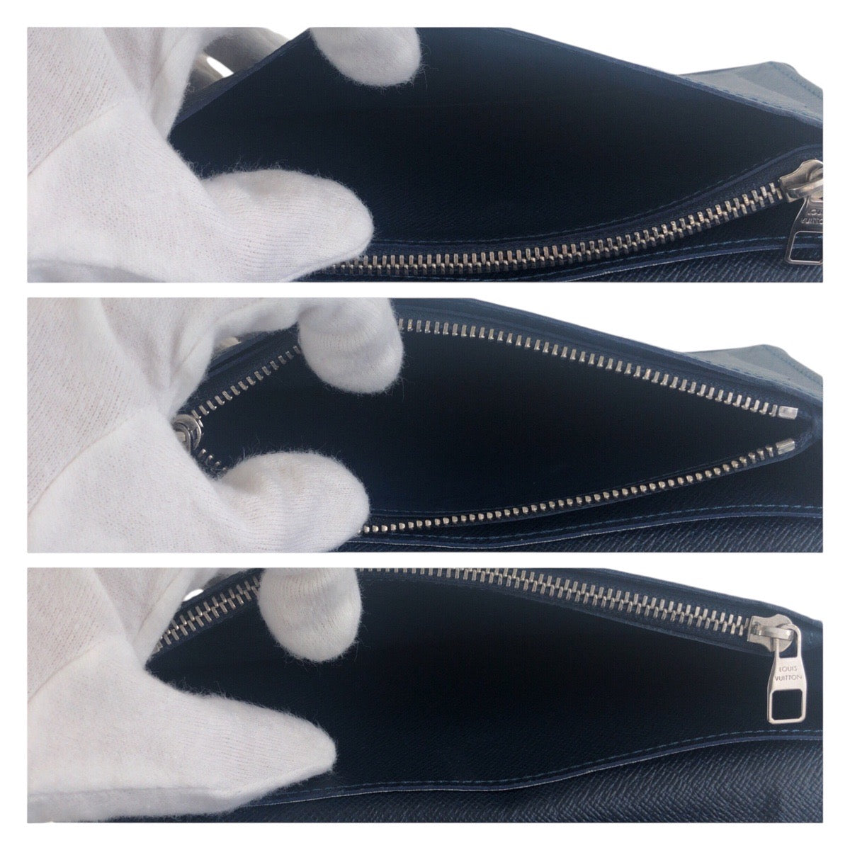 LOUIS VUITTON Long Wallet Purse M30501 leather Navy SilverMetal Long Wallet Purse Taiga Portefeuille Braza mens Used Authentic
