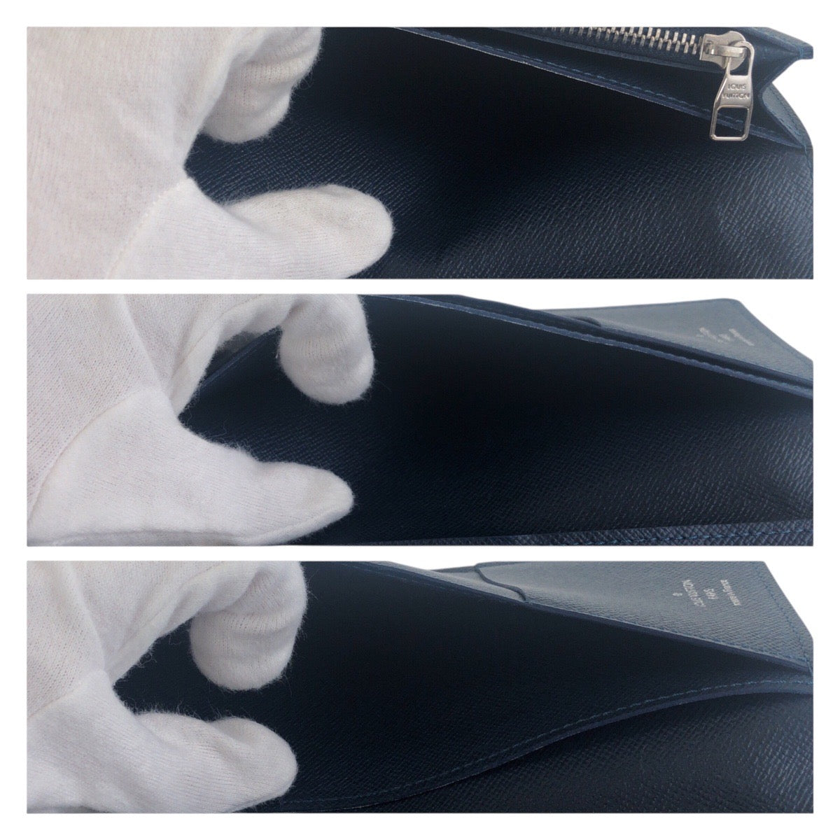 LOUIS VUITTON Long Wallet Purse M30501 leather Navy SilverMetal Long Wallet Purse Taiga Portefeuille Braza mens Used Authentic