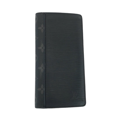 LOUIS VUITTON Long Wallet Purse M67728 Epi Leather , PVC Black Black Gray SilverMetal Long Wallet Purse Monogram Eclipse Epi Portefeuille Braza mens Used Authentic