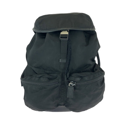 PRADA Backpack V164 Nylon Black SilverMetal Backpack Backpack Test Triangle With logo Women Used Authentic