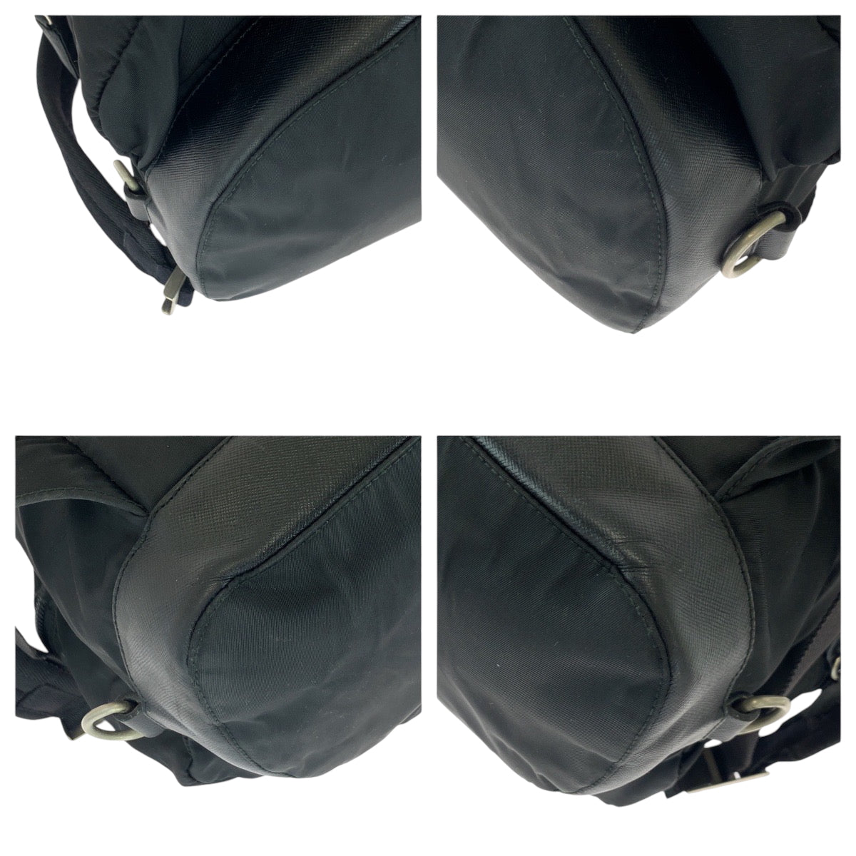 PRADA Backpack V164 Nylon Black SilverMetal Backpack Backpack Test Triangle With logo Women Used Authentic