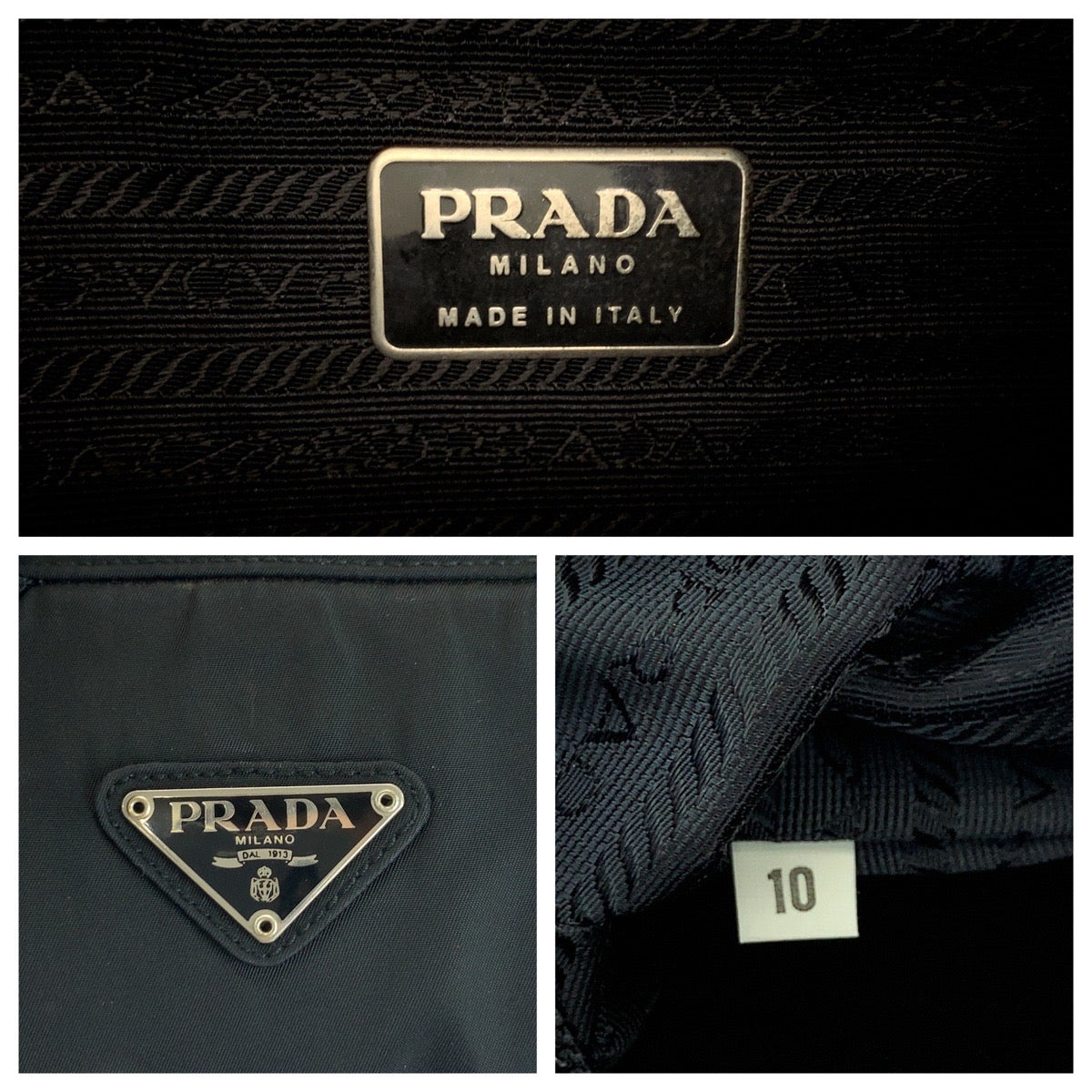 PRADA Backpack V164 Nylon Black SilverMetal Backpack Backpack Test Triangle With logo Women Used Authentic