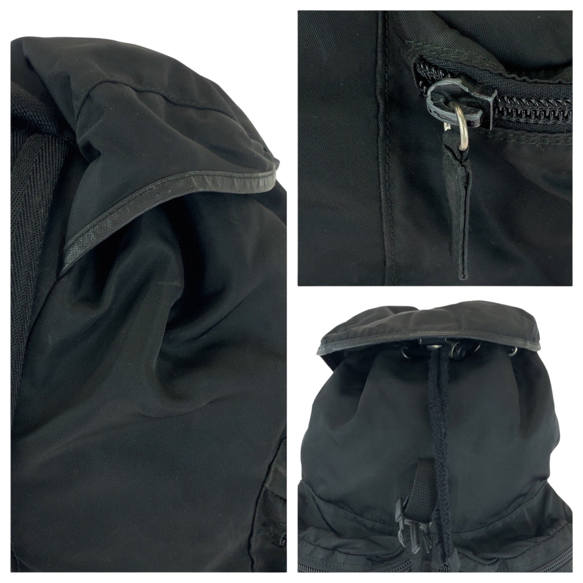 PRADA Backpack V164 Nylon Black SilverMetal Backpack Backpack Test Triangle With logo Women Used Authentic