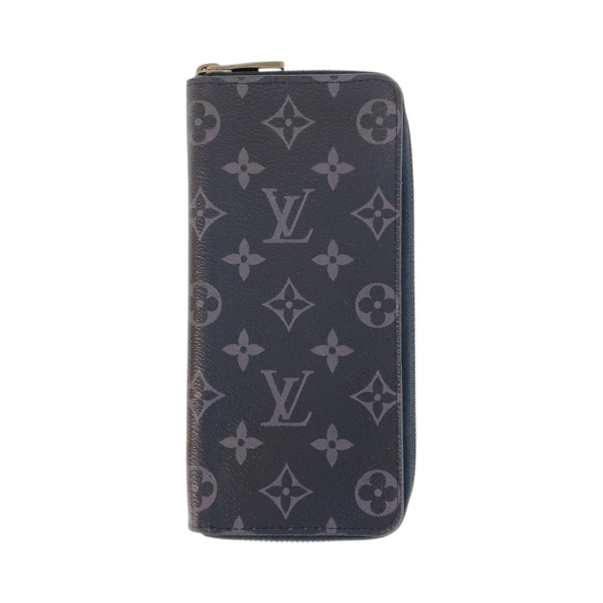 LOUIS VUITTON Long Wallet Purse M62295 PVC Black SilverMetal Long Wallet Purse Zip Around Monogram Eclipse Zippy Wallet Vertical mens Used Authentic
