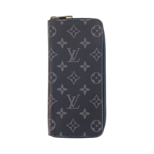 LOUIS VUITTON Long Wallet Purse M62295 PVC Black SilverMetal Long Wallet Purse Zip Around Monogram Eclipse Zippy Wallet Vertical mens Used Authentic
