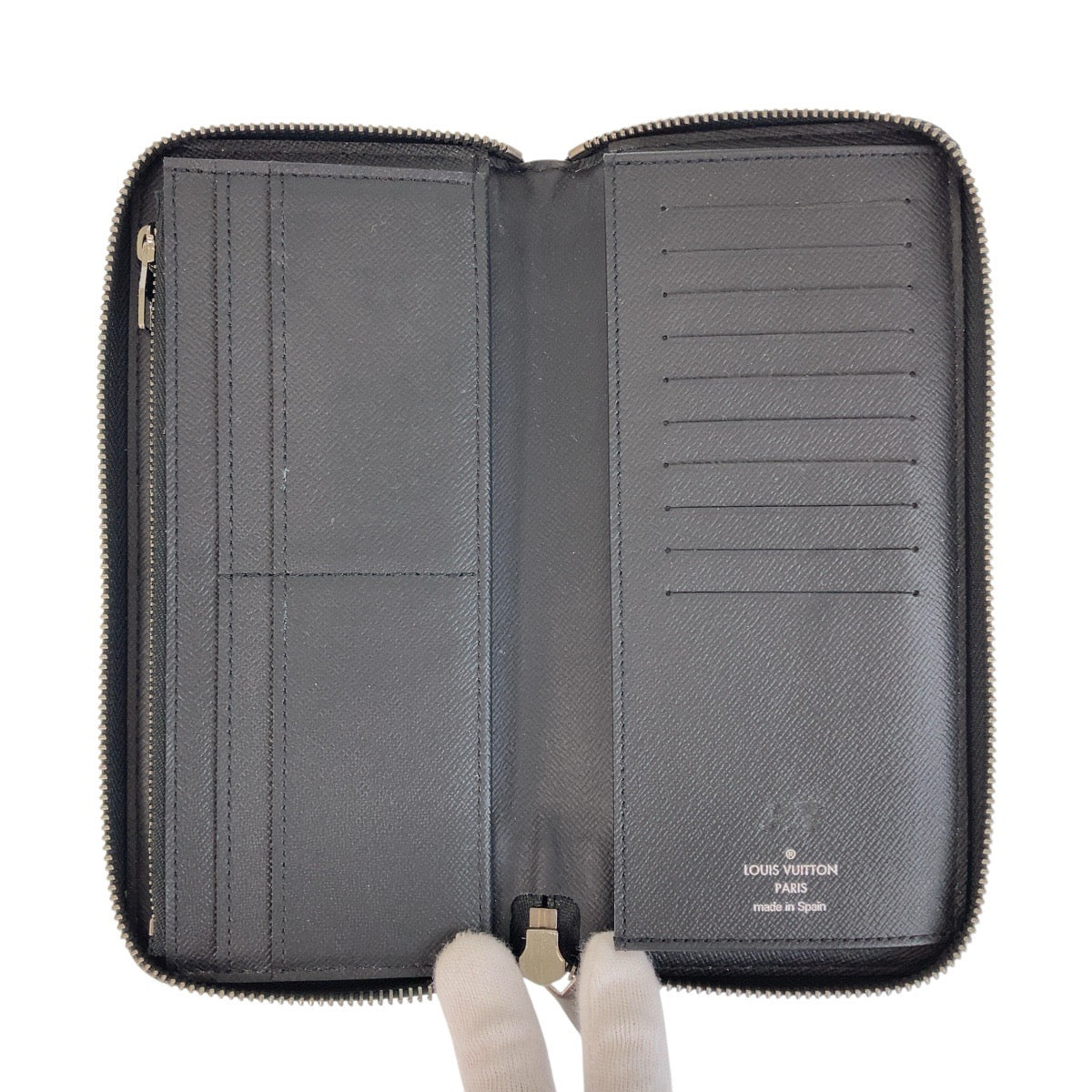 LOUIS VUITTON Long Wallet Purse M62295 PVC Black SilverMetal Long Wallet Purse Zip Around Monogram Eclipse Zippy Wallet Vertical mens Used Authentic