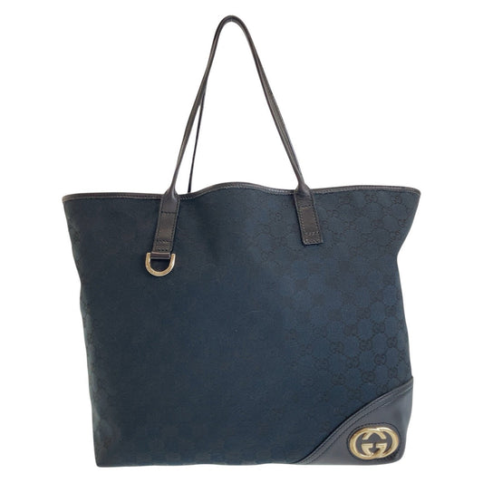 GUCCI Tote Bag 169945 GG canvas, leather black Tote Bag Shoulder Bag Newbrit Women Used Authentic