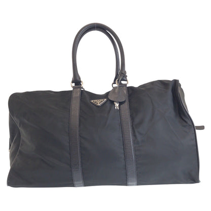 PRADA Boston Duffel bag Nylon Black SilverMetal Test Triangle With logo