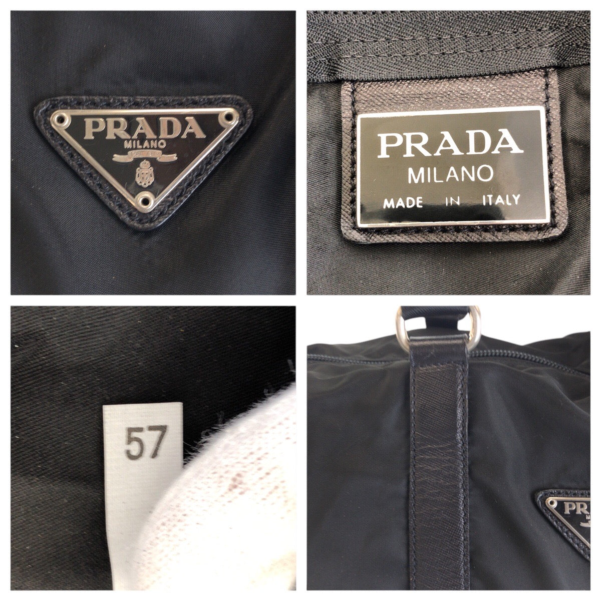 PRADA Boston Duffel bag Nylon Black SilverMetal Test Triangle With logo