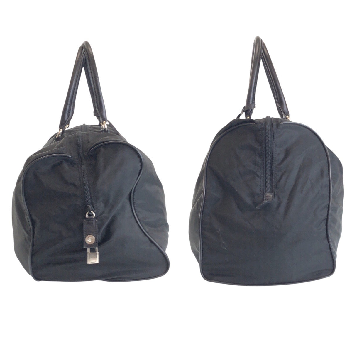 PRADA Boston Duffel bag Nylon Black SilverMetal Test Triangle With logo