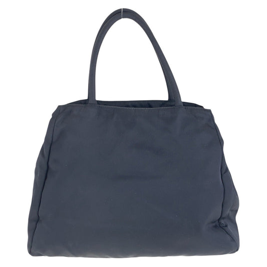 PRADA Tote Bag Nylon Black SilverMetal Tote Bag handbag Test Triangle With logo Women Used Authentic
