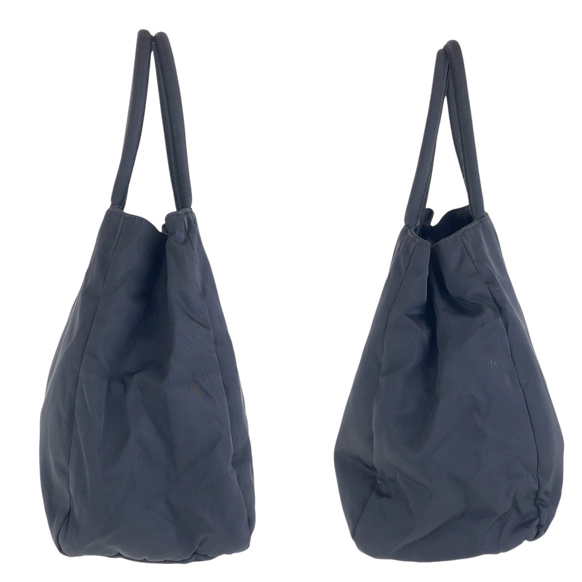 PRADA Tote Bag Nylon Black SilverMetal Tote Bag handbag Test Triangle With logo Women Used Authentic