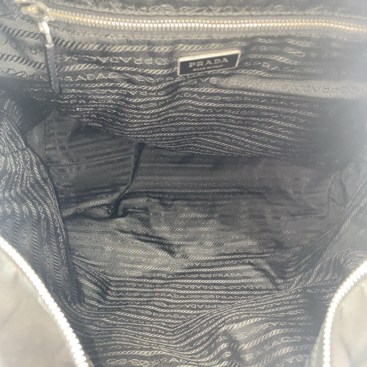 PRADA Tote Bag Nylon Black SilverMetal Tote Bag Shoulder Bag 2WAY Test Triangle With logo mens Used Authentic