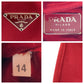PRADA Shoulder Bag Satin Red Silver Metal Triangle With logo