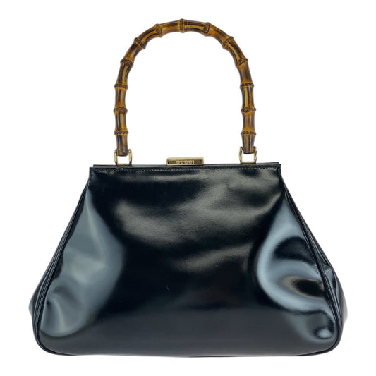 GUCCI Handbag 000 2046 0296 leather black Handbag Shoulder Bag Bamboo Women Used Authentic