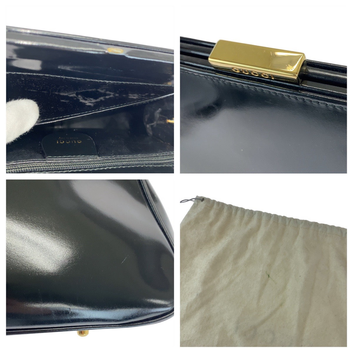 GUCCI Handbag 000 2046 0296 leather black Handbag Shoulder Bag Bamboo Women Used Authentic
