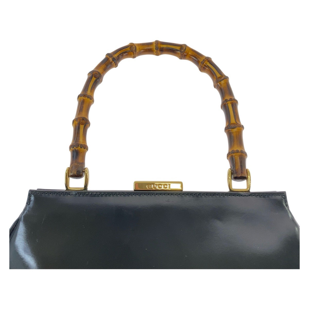 GUCCI Handbag 000 2046 0296 leather black Handbag Shoulder Bag Bamboo Women Used Authentic