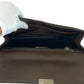 PRADA Clutch bag leather Brown Silver Metal Clutch bag business bag Safiano Triangle With logo mens Used Authentic