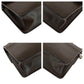 PRADA Clutch bag leather Brown Silver Metal Clutch bag business bag Safiano Triangle With logo mens Used Authentic