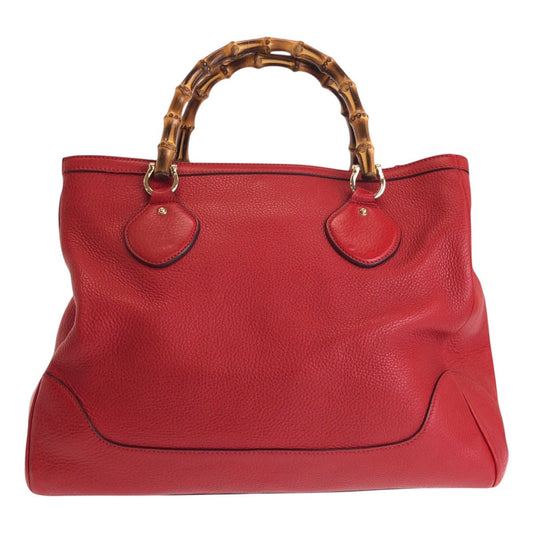 GUCCI Tote Bag 282317 leather Red Tote Bag handbag Bamboo Women Used Authentic