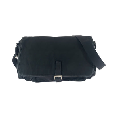 PRADA Shoulder Bag Nylon Black SilverMetal Shoulder Bag Messenger bag Test Triangle With logo mens Used Authentic
