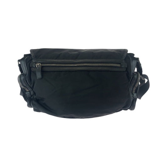 PRADA Shoulder Bag Nylon Black SilverMetal Shoulder Bag Messenger bag Test Triangle With logo mens Used Authentic