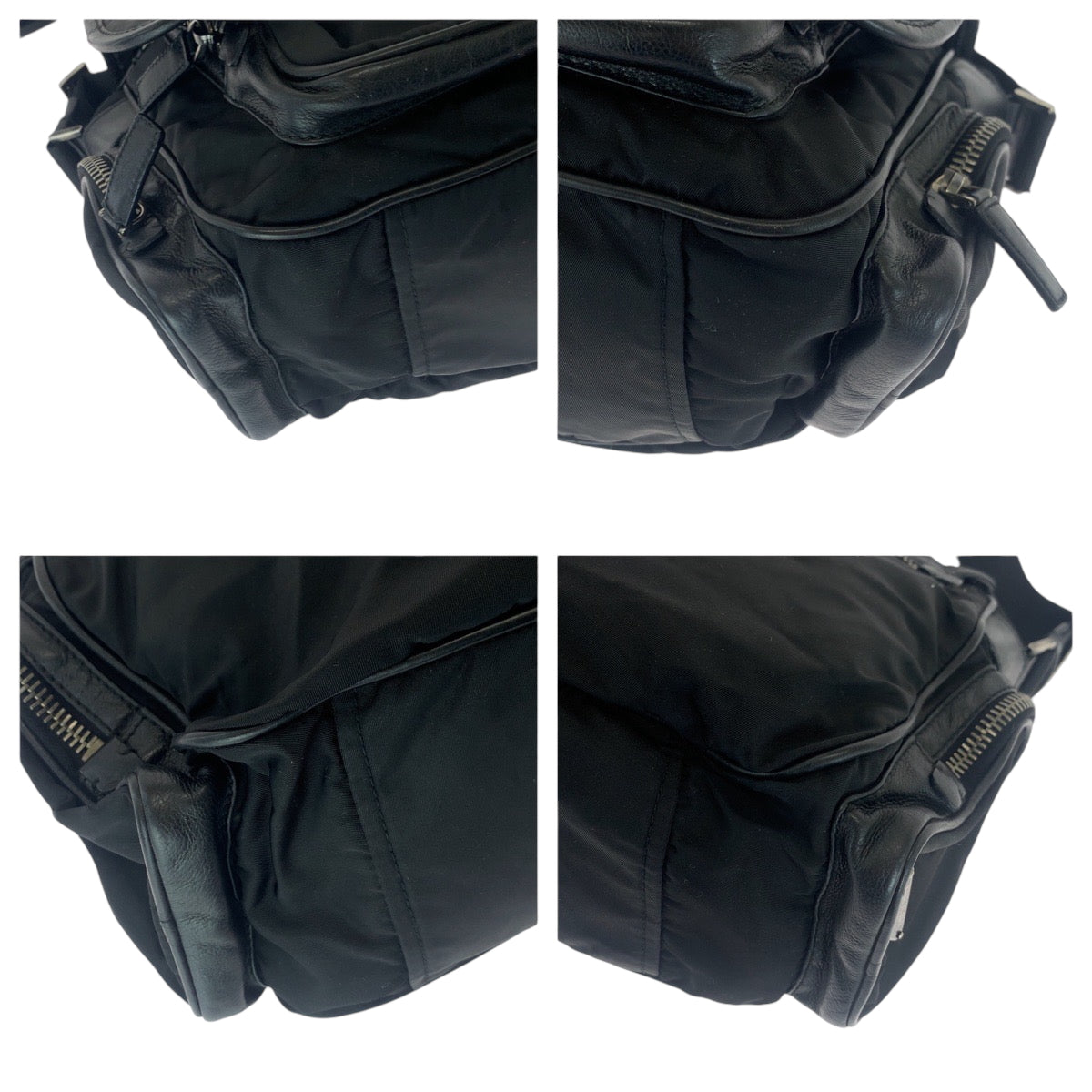 PRADA Shoulder Bag Nylon Black SilverMetal Shoulder Bag Messenger bag Test Triangle With logo mens Used Authentic