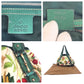 GUCCI Tote Bag 137621 Velour, Leather Green Multicolor SilverMetal Tote Bag Shoulder Bag Horsebit Floral print Women Used Authentic