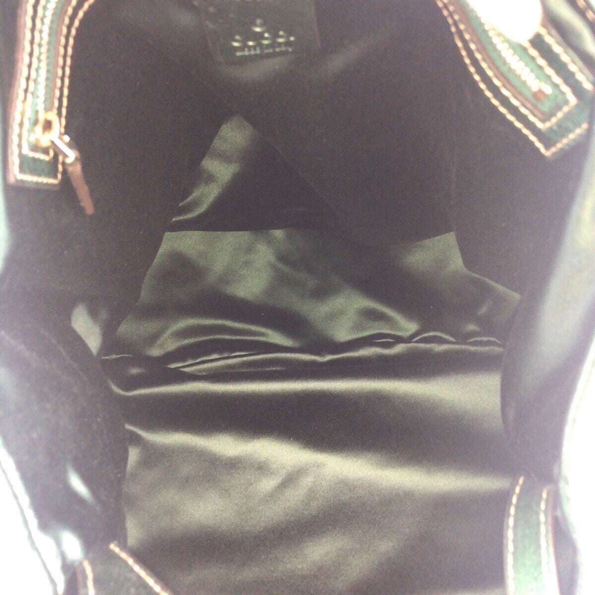 GUCCI Tote Bag 137621 Velour, Leather Green Multicolor SilverMetal Tote Bag Shoulder Bag Horsebit Floral print Women Used Authentic