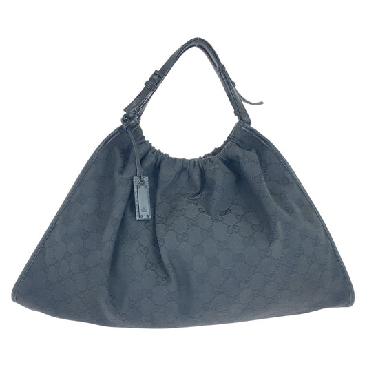 GUCCI Shoulder Bag 76554 GG canvas Black SilverMetal