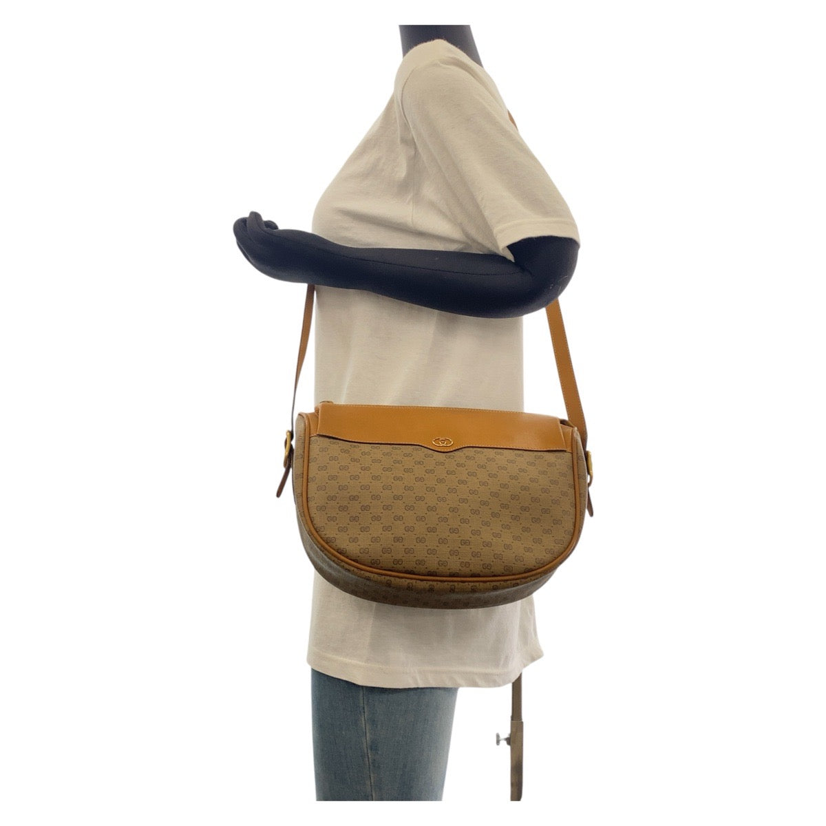 GUCCI Shoulder Bag 001 115 4001 GG Supreme canvas, leather Brown Gold Metal Shoulder Bag pochette Old Gucci Micro GG Women Used Authentic