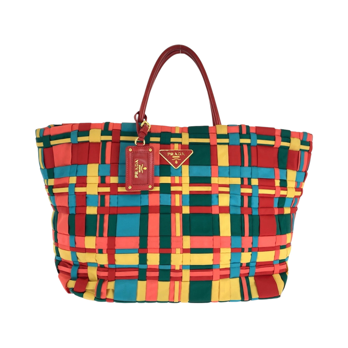 PRADA Tote Bag BN1652 Nylon Multicolor GoldMetal Test Triangle With logo braid