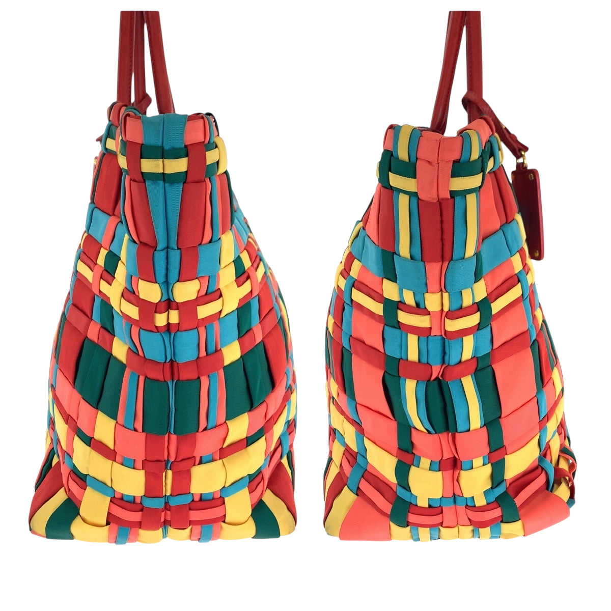 PRADA Tote Bag BN1652 Nylon Multicolor GoldMetal Test Triangle With logo braid
