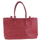 PRADA Tote Bag leather Red Silver Metal Tote Bag Shoulder Bag Women Used Authentic