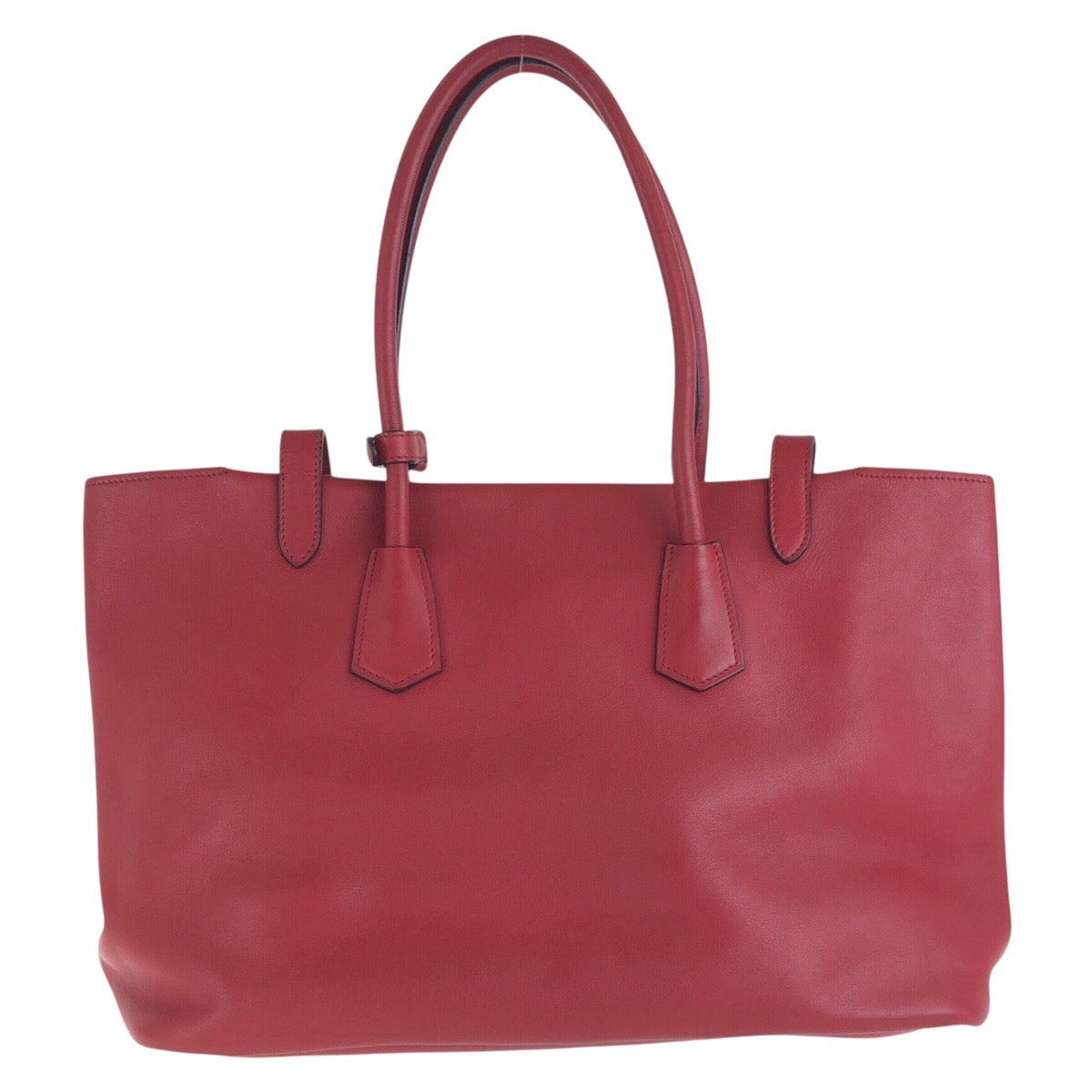 PRADA Tote Bag leather Red Silver Metal Tote Bag Shoulder Bag Women Used Authentic